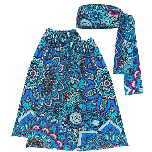 The 60S Fashion - Blue Mandala  Headband & Leg Warmers 