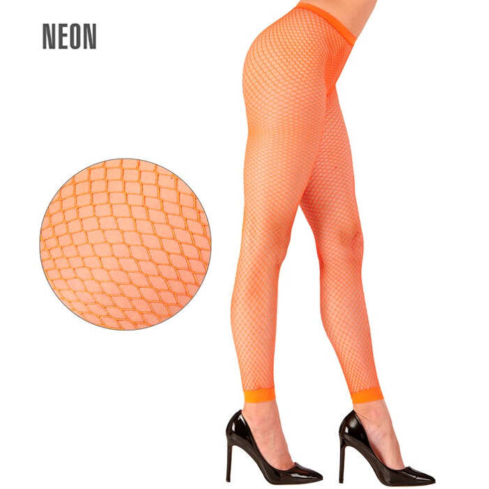 Neon Orange Fishnet Leggings