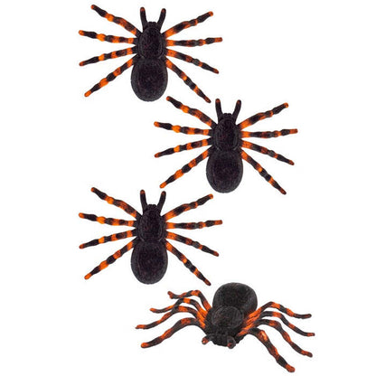 Set Of 4 Flocked Tarantulas 7 Cm