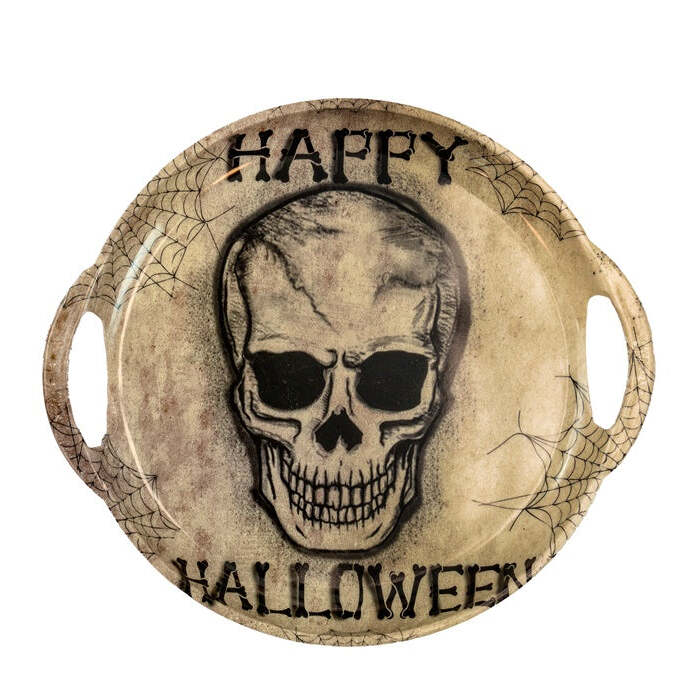 Happy Halloween Skull Tray With Handles 30 Cm