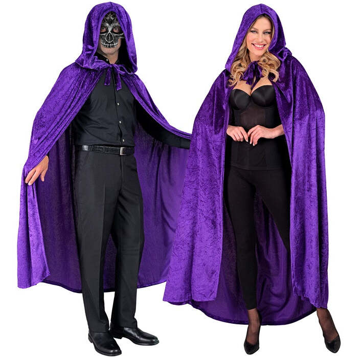 Purple Velvet Hooded Cape 140 Cm 