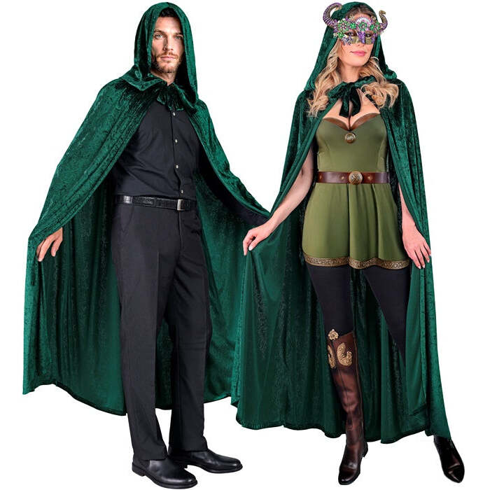 Green Velvet Hooded Cape 140 Cm 