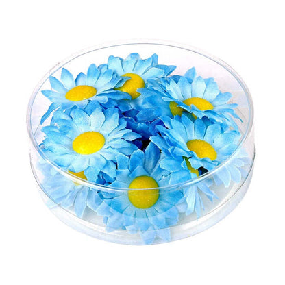 Box Of 20 Light Blue Decorative Daisy Flowers