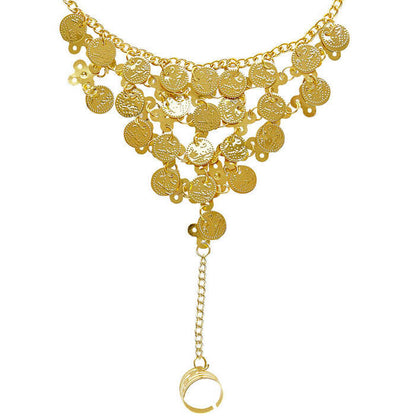 Finger Wrist Gold Coin Bracelet