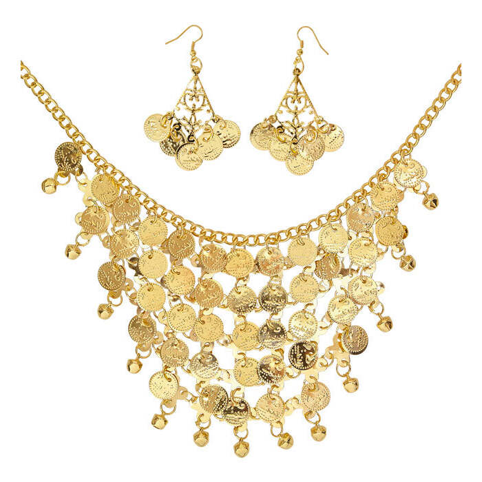 Gold Coin Earrings & Necklace