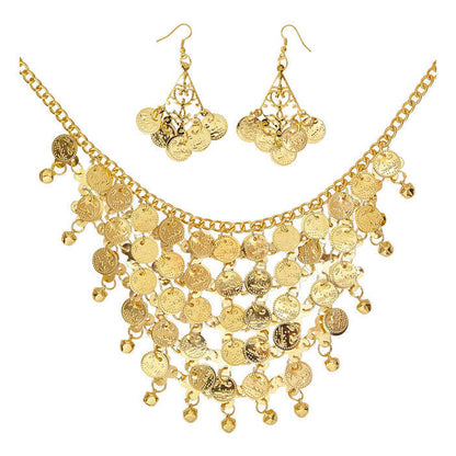 Gold Coin Earrings & Necklace