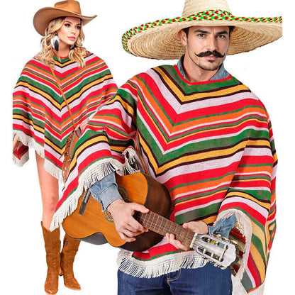 Mexican Poncho In Cotton Canvas