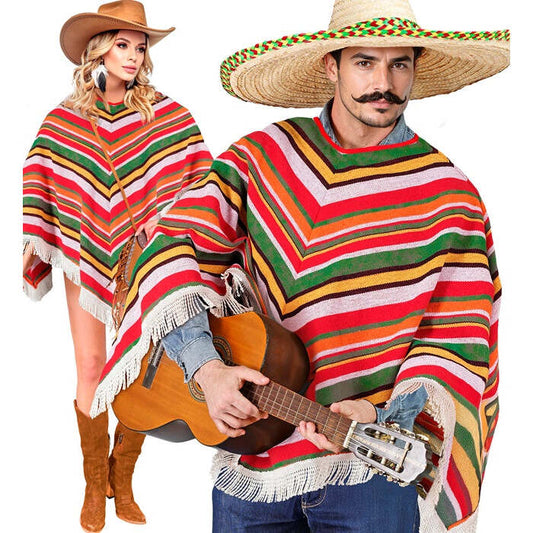 Mexican Poncho In Cotton Canvas