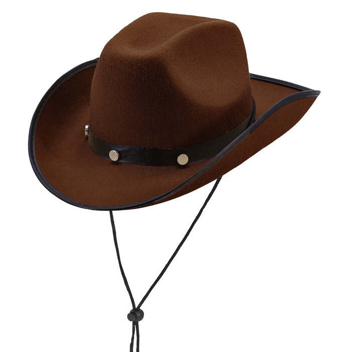 Cowboy Hat With Bolts Felt - Brown Color