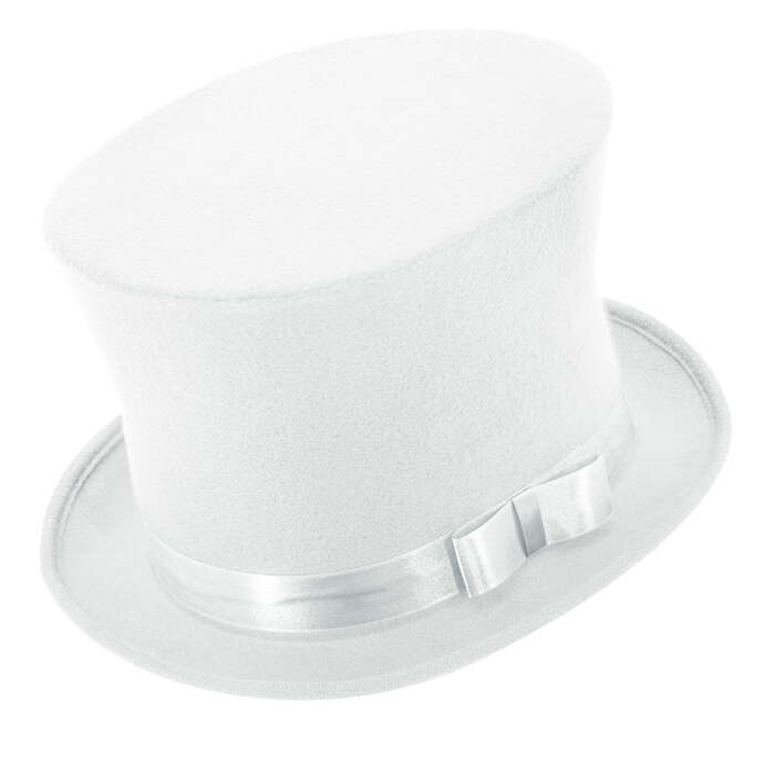 Top Hat White Wool Touch Felt 16 Cm