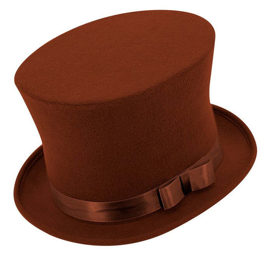 Top Hat Brown Wool Touch Felt 16 Cm