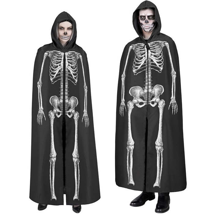 Skeleton Hooded Cape 145 Cm 