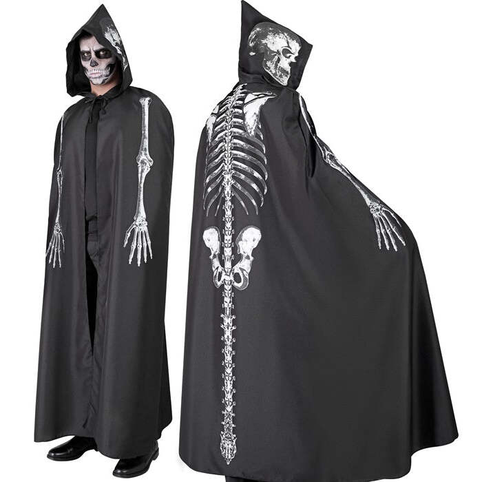 Skeleton Hooded Cape 150 Cm 