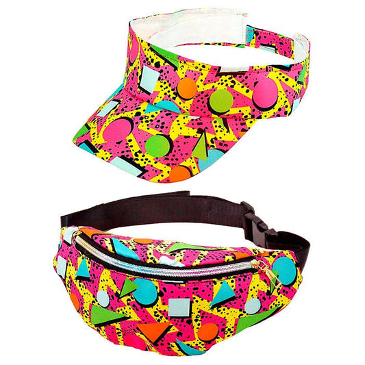 The 80S Funky Fashion - Funky Pink  Visor & Belt Bag 