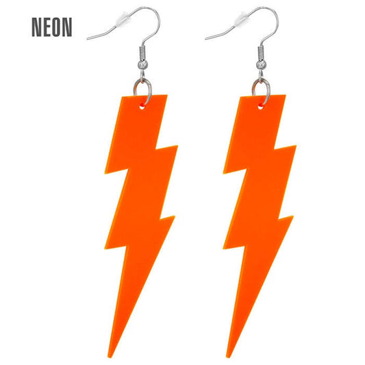 The 80S Neon Orange Thunder Earrings 