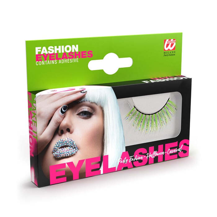 Green Holographic Fashion Eyelashes With Glue Tube