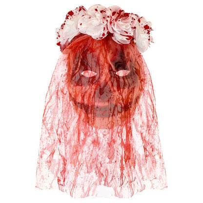 Mask With Flower Veil Bloody Bride Fabric