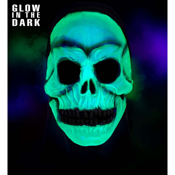 Mask Hooded Skull Latex Glow In The Dark 