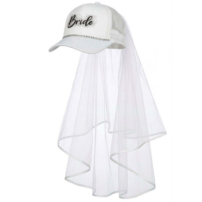 Hat Cap With Veil & Strass Bride