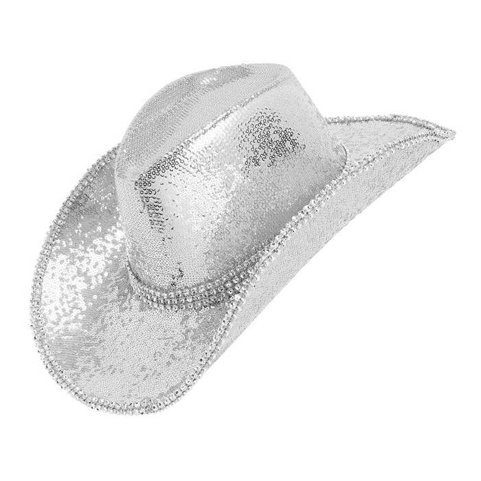 Hat Cowboy Sequin With Strass Silver