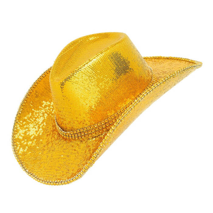 Hat Cowboy Sequin With Strass Gold