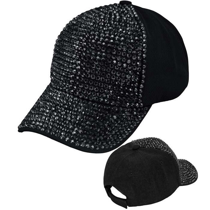 Hat Cap Strass Black
