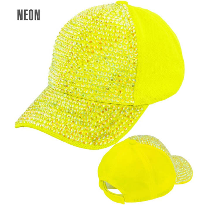 Hat Cap Strass Neon Yellow