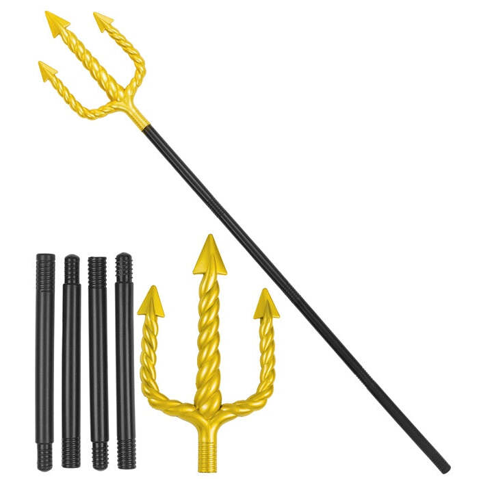 Collapsible Golden Spiral Pitchfork With Black Stick - 137 Cm  