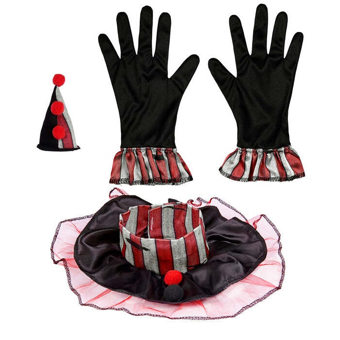 Clown  Mini Hat, Collar, Gloves 