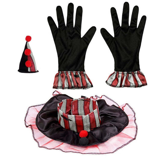 Clown  Mini Hat, Collar, Gloves 