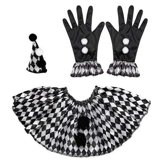 Harlequin  Mini Hat, Collar, Gloves 