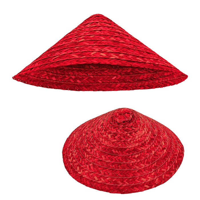 Red Straw Vietkong Hat