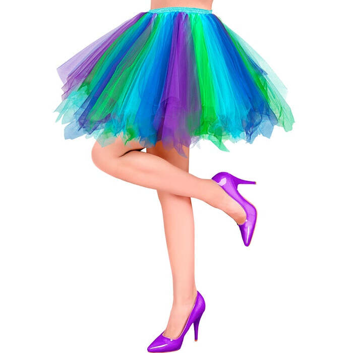 Blue-Azure-Green-Purple Tutu With Inner Pocket For Led Lights