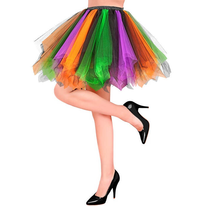 Black-Purple-Green-Orange Tutu With Inner Pocket For Led Lights