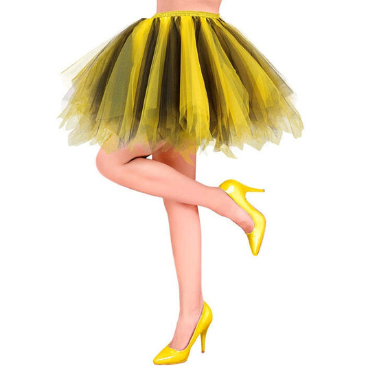 Yellow-Black Tutu With Inner Pocket For Led Lights