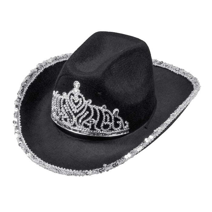 Black Party Cowgirl Hat With Tiara