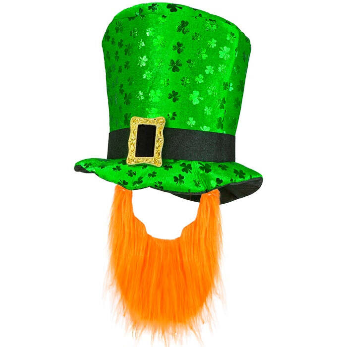 St. Patrick'S Day Top Hat With Beard 23 Cm