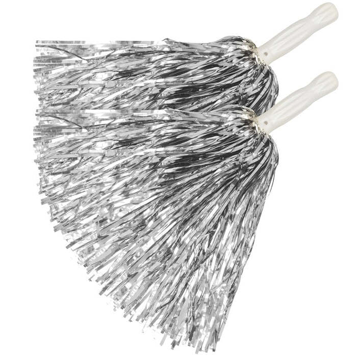 Set Of 2 Silver Pom Poms