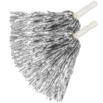 Set Of 2 Silver Pom Poms