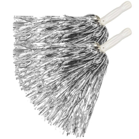 Set Of 2 Silver Pom Poms