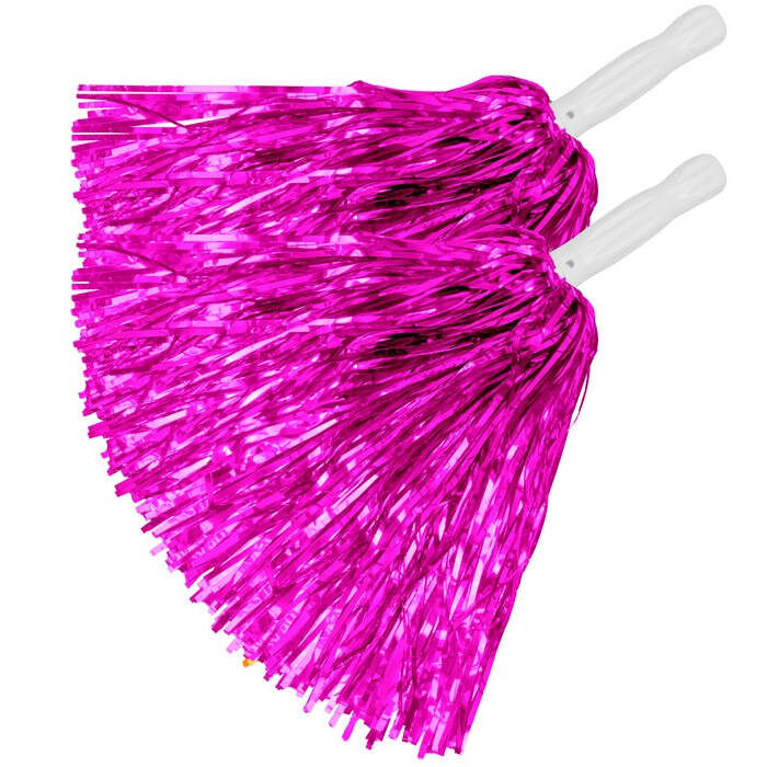 Set Of 2 Metallic Pink Pom Poms