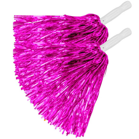 Set Of 2 Metallic Pink Pom Poms