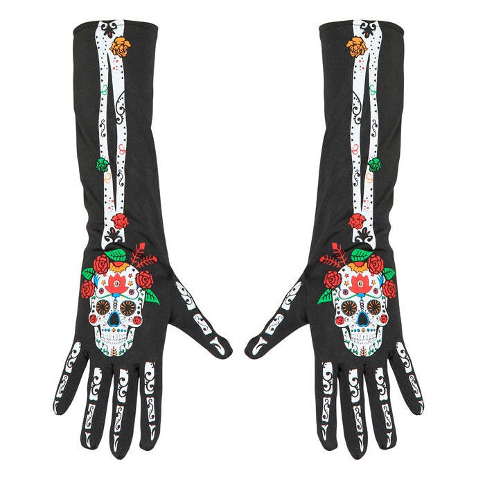 Dia De Los Muertos Gloves 40 Cm