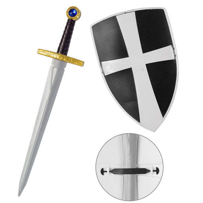 Black Crusader Shield & Sword Sword 49 Cm, Shield 19 Cm