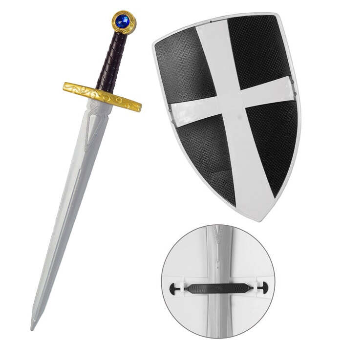 Black Crusader Shield &amp; Sword Sword 49 Cm, Shield 19 Cm
