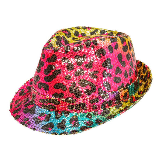 Rainbow Animalier Leopard Sequin Fedora
