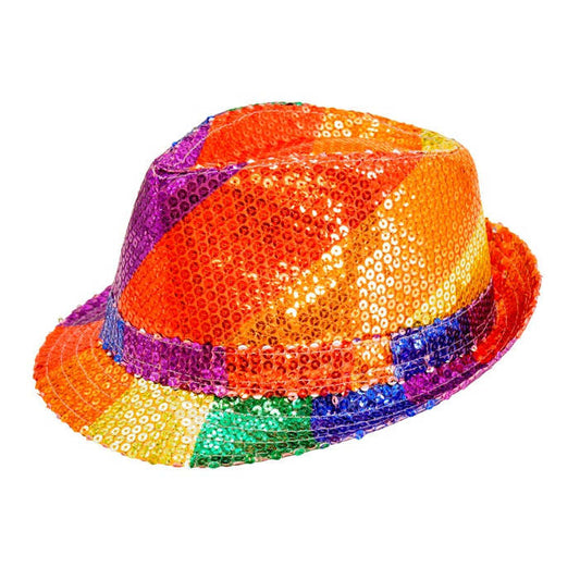Rainbow Sequin Fedora