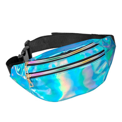 Blue Holographic Belt Bag