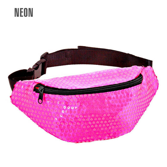 Neon Pink Sequin Belt Bag