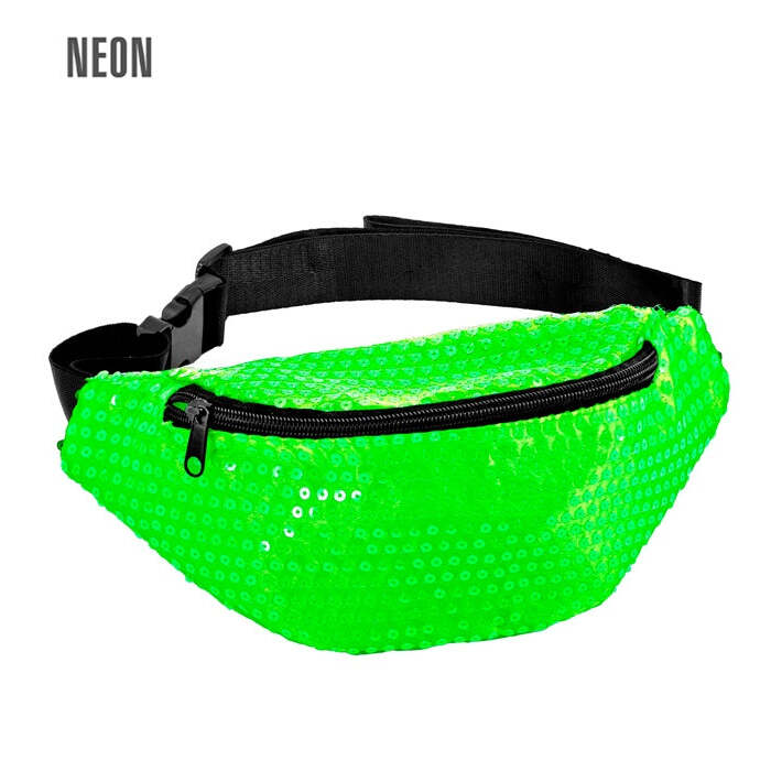 Neon Green Sequin Belt Bag